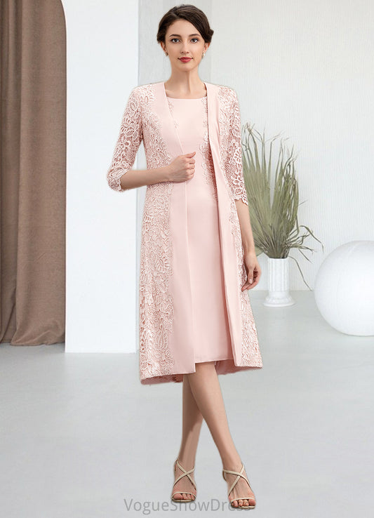 Mariyah Sheath/Column Scoop Neck Knee-Length Lace Stretch Crepe Mother of the Bride Dress DL126P0014843