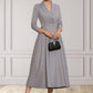 Lisa A-Line V-neck Tea-Length Stretch Crepe Mother of the Bride Dress DL126P0014844