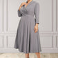 Lisa A-Line V-neck Tea-Length Stretch Crepe Mother of the Bride Dress DL126P0014844