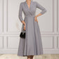 Lisa A-Line V-neck Tea-Length Stretch Crepe Mother of the Bride Dress DL126P0014844