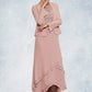 Val A-Line Scoop Neck Asymmetrical Chiffon Lace Mother of the Bride Dress With Cascading Ruffles DL126P0014845