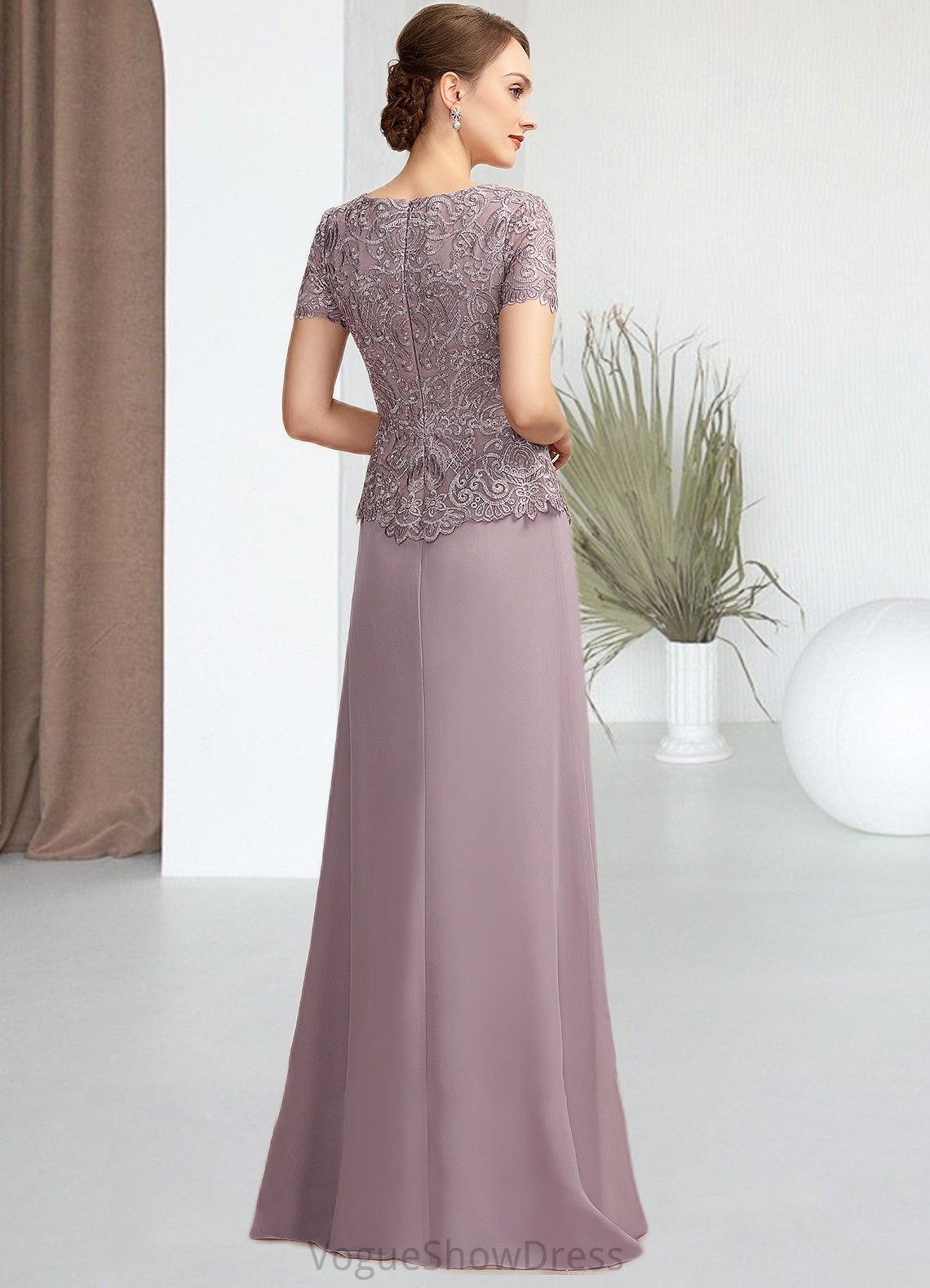 Marcie A-Line Scoop Neck Floor-Length Chiffon Lace Mother of the Bride Dress DL126P0014846