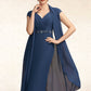 Everly Sheath/Column V-neck Knee-Length Chiffon Mother of the Bride Dress With Ruffle Beading Sequins DL126P0014847