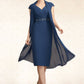 Everly Sheath/Column V-neck Knee-Length Chiffon Mother of the Bride Dress With Ruffle Beading Sequins DL126P0014847