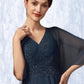 Maritza A-Line V-neck Floor-Length Chiffon Lace Mother of the Bride Dress With Beading Sequins DL126P0014849