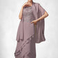 Sal A-Line Scoop Neck Asymmetrical Chiffon Lace Mother of the Bride Dress With Cascading Ruffles DL126P0014850