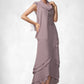 Sal A-Line Scoop Neck Asymmetrical Chiffon Lace Mother of the Bride Dress With Cascading Ruffles DL126P0014850