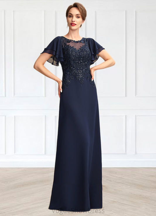 Sadie A-Line Scoop Neck Floor-Length Chiffon Lace Mother of the Bride Dress With Sequins DL126P0014857