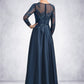 Skylar A-Line Scoop Neck Floor-Length Satin Lace Mother of the Bride Dress With Beading DL126P0014858