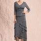 Kaitlin A-Line V-neck Asymmetrical Chiffon Lace Mother of the Bride Dress With Ruffle Beading Sequins DL126P0014860