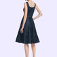 Luna A-Line Square Neckline Knee-Length Satin Mother of the Bride Dress With Appliques Lace DL126P0014877