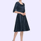 Luna A-Line Square Neckline Knee-Length Satin Mother of the Bride Dress With Appliques Lace DL126P0014877