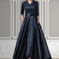 Makenna A-Line V-neck Asymmetrical Satin Mother of the Bride Dress With Bow(s) Pockets DL126P0014879