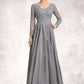 Meadow A-Line V-neck Floor-Length Chiffon Lace Mother of the Bride Dress DL126P0014881