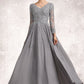 Meadow A-Line V-neck Floor-Length Chiffon Lace Mother of the Bride Dress DL126P0014881