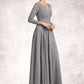 Meadow A-Line V-neck Floor-Length Chiffon Lace Mother of the Bride Dress DL126P0014881