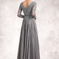 Meadow A-Line V-neck Floor-Length Chiffon Lace Mother of the Bride Dress DL126P0014881