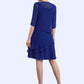 Makenzie A-Line Scoop Neck Knee-Length Chiffon Mother of the Bride Dress With Cascading Ruffles DL126P0014884