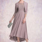 Samantha A-Line Scoop Neck Asymmetrical Chiffon Lace Mother of the Bride Dress With Beading DL126P0014885