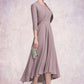 Samantha A-Line Scoop Neck Asymmetrical Chiffon Lace Mother of the Bride Dress With Beading DL126P0014885