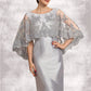 Val Sheath/Column Scoop Neck Knee-Length Taffeta Lace Mother of the Bride Dress With Beading Sequins DL126P0014886