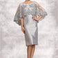 Val Sheath/Column Scoop Neck Knee-Length Taffeta Lace Mother of the Bride Dress With Beading Sequins DL126P0014886