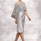 Val Sheath/Column Scoop Neck Knee-Length Taffeta Lace Mother of the Bride Dress With Beading Sequins DL126P0014886