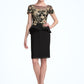 Scarlett Sheath/Column Scoop Neck Knee-Length Chiffon Mother of the Bride Dress With Lace Cascading Ruffles DL126P0014887