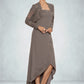 Kenna A-Line Square Neckline Asymmetrical Chiffon Mother of the Bride Dress With Appliques Lace Sequins DL126P0014888