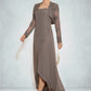 Kenna A-Line Square Neckline Asymmetrical Chiffon Mother of the Bride Dress With Appliques Lace Sequins DL126P0014888