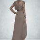 Kenna A-Line Square Neckline Asymmetrical Chiffon Mother of the Bride Dress With Appliques Lace Sequins DL126P0014888