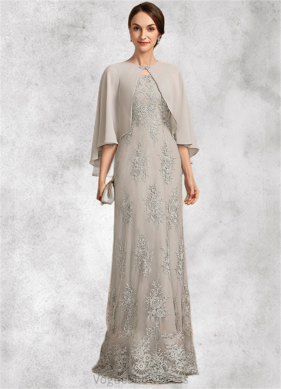 Pamela A-Line Square Neckline Floor-Length Lace Mother of the Bride Dress DL126P0014889