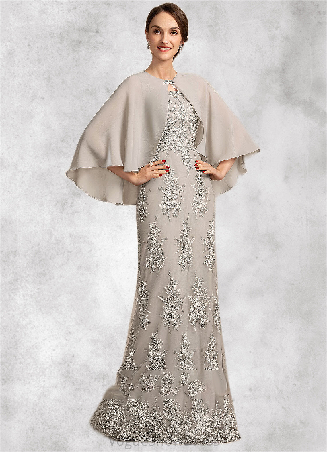 Pamela A-Line Square Neckline Floor-Length Lace Mother of the Bride Dress DL126P0014889