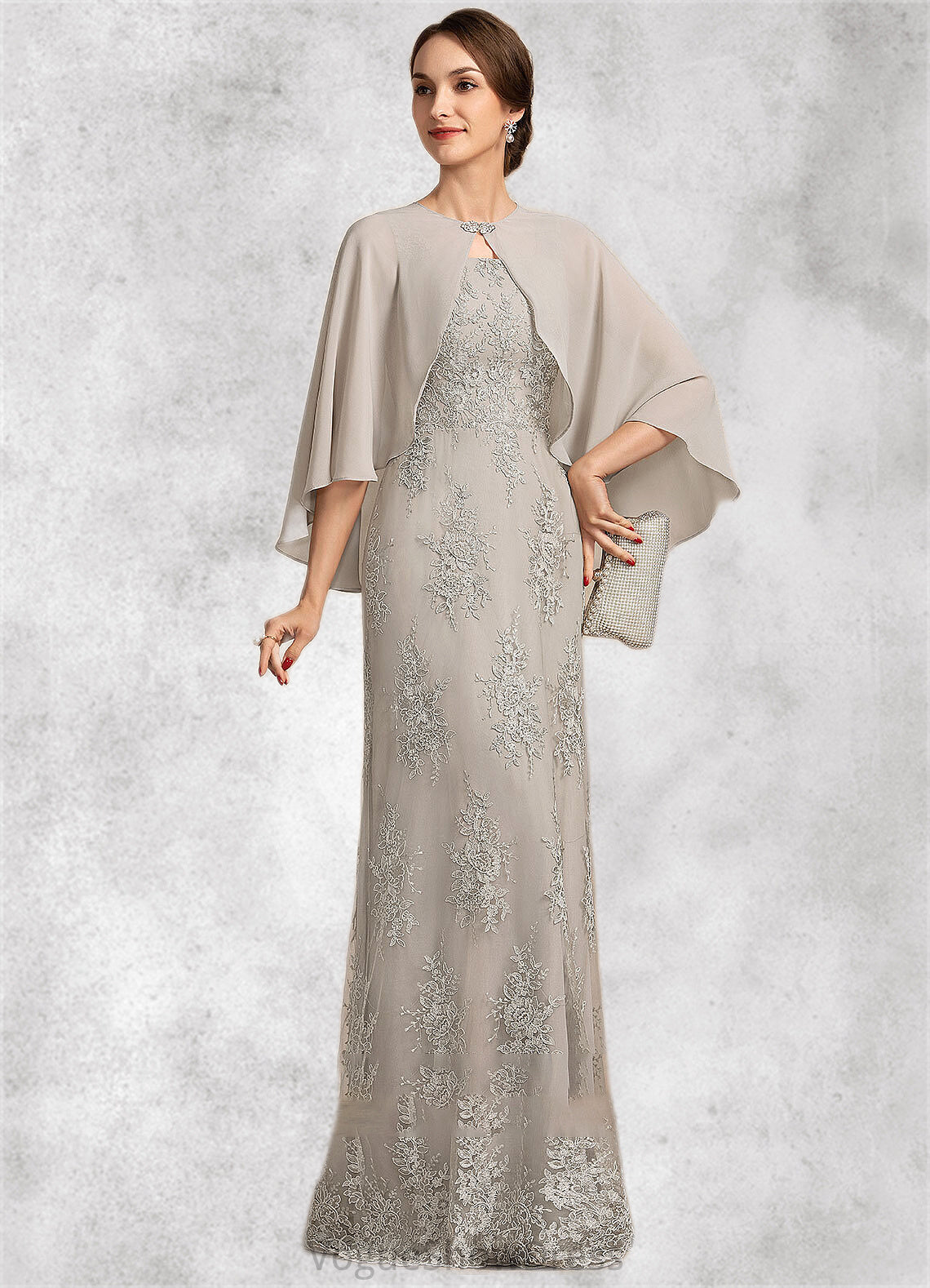 Pamela A-Line Square Neckline Floor-Length Lace Mother of the Bride Dress DL126P0014889