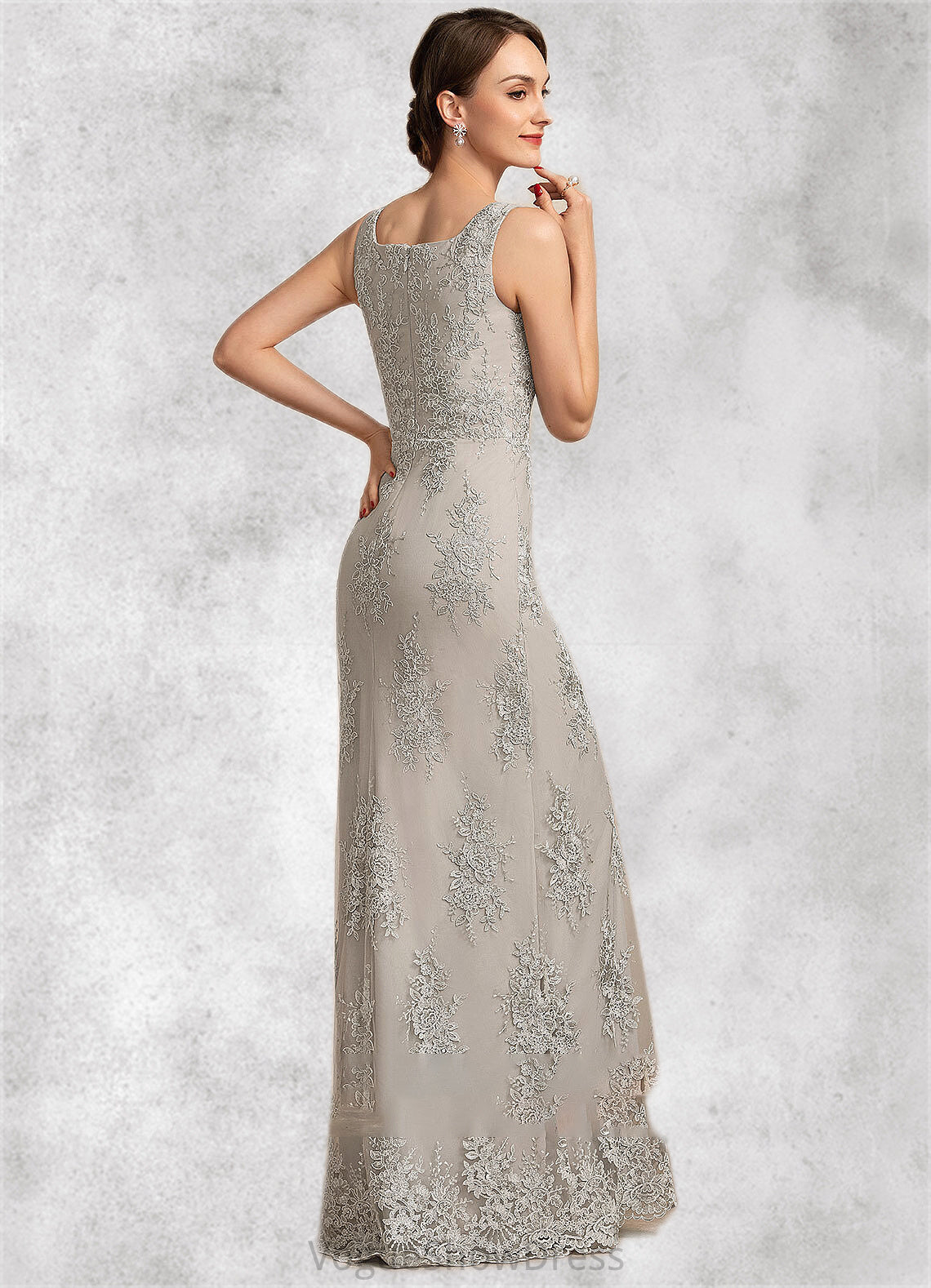 Pamela A-Line Square Neckline Floor-Length Lace Mother of the Bride Dress DL126P0014889