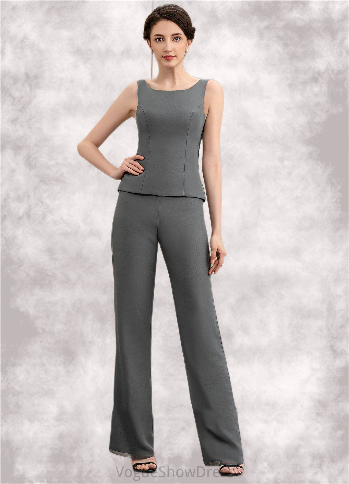 Victoria Jumpsuit/Pantsuit Scoop Neck Ankle-Length Chiffon Mother of the Bride Dress DL126P0014890