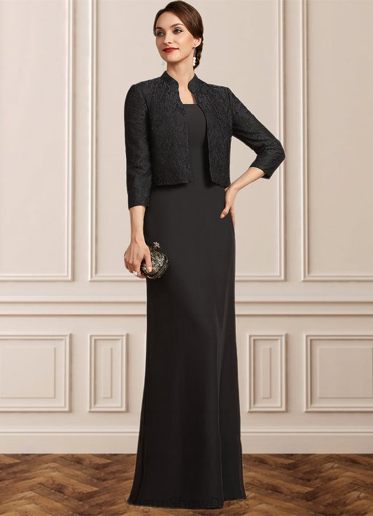 Peyton Sheath/Column Square Neckline Floor-Length Chiffon Mother of the Bride Dress DL126P0014893