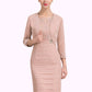 Janiah Sheath/Column Scoop Neck Knee-Length Chiffon Lace Mother of the Bride Dress With Beading Sequins DL126P0014896