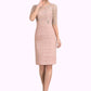 Janiah Sheath/Column Scoop Neck Knee-Length Chiffon Lace Mother of the Bride Dress With Beading Sequins DL126P0014896