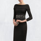 Maya Sheath/Column Off-the-Shoulder Knee-Length Jersey Mother of the Bride Dress With Beading Sequins DL126P0014897