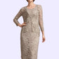 Giana Sheath/Column Scoop Neck Tea-Length Lace Mother of the Bride Dress With Sequins DL126P0014898