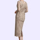 Giana Sheath/Column Scoop Neck Tea-Length Lace Mother of the Bride Dress With Sequins DL126P0014898