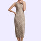 Giana Sheath/Column Scoop Neck Tea-Length Lace Mother of the Bride Dress With Sequins DL126P0014898