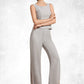 Jaylee Jumpsuit/Pantsuit Square Neckline Floor-Length Chiffon Mother of the Bride Dress DL126P0014900