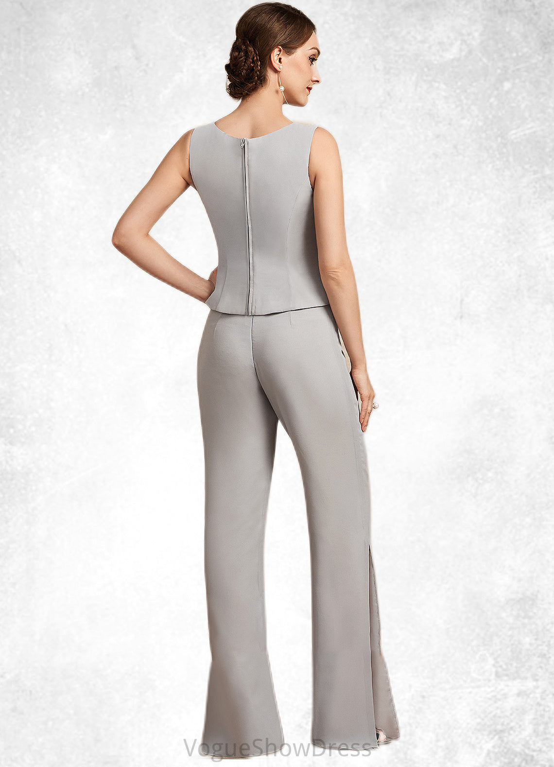 Jaylee Jumpsuit/Pantsuit Square Neckline Floor-Length Chiffon Mother of the Bride Dress DL126P0014900