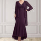 Charlotte Trumpet/Mermaid V-neck Asymmetrical Chiffon Mother of the Bride Dress With Lace Beading Sequins DL126P0014902