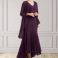 Charlotte Trumpet/Mermaid V-neck Asymmetrical Chiffon Mother of the Bride Dress With Lace Beading Sequins DL126P0014902