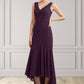 Charlotte Trumpet/Mermaid V-neck Asymmetrical Chiffon Mother of the Bride Dress With Lace Beading Sequins DL126P0014902