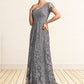 Larissa A-Line Square Neckline Sweep Train Chiffon Lace Mother of the Bride Dress DL126P0014903