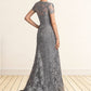 Larissa A-Line Square Neckline Sweep Train Chiffon Lace Mother of the Bride Dress DL126P0014903